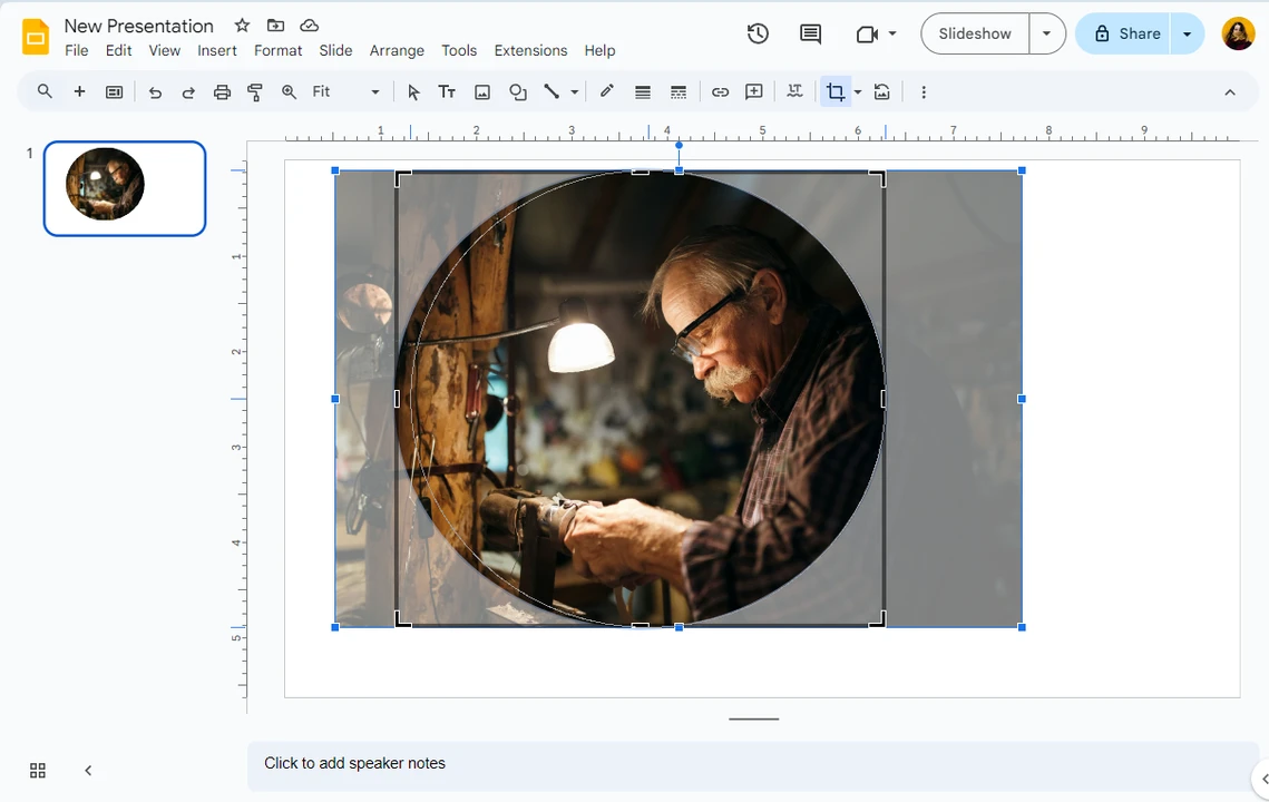 how to make an image in a circle google slides