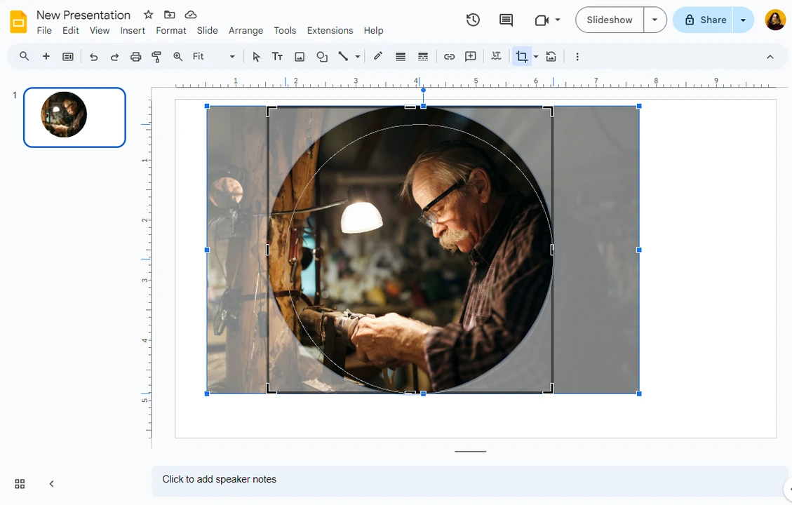 how to make an image a circle in google slides