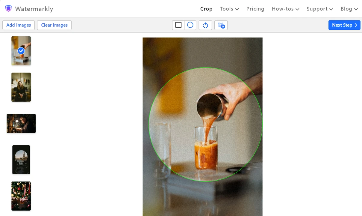 how to crop an image in a circle in watermarkly