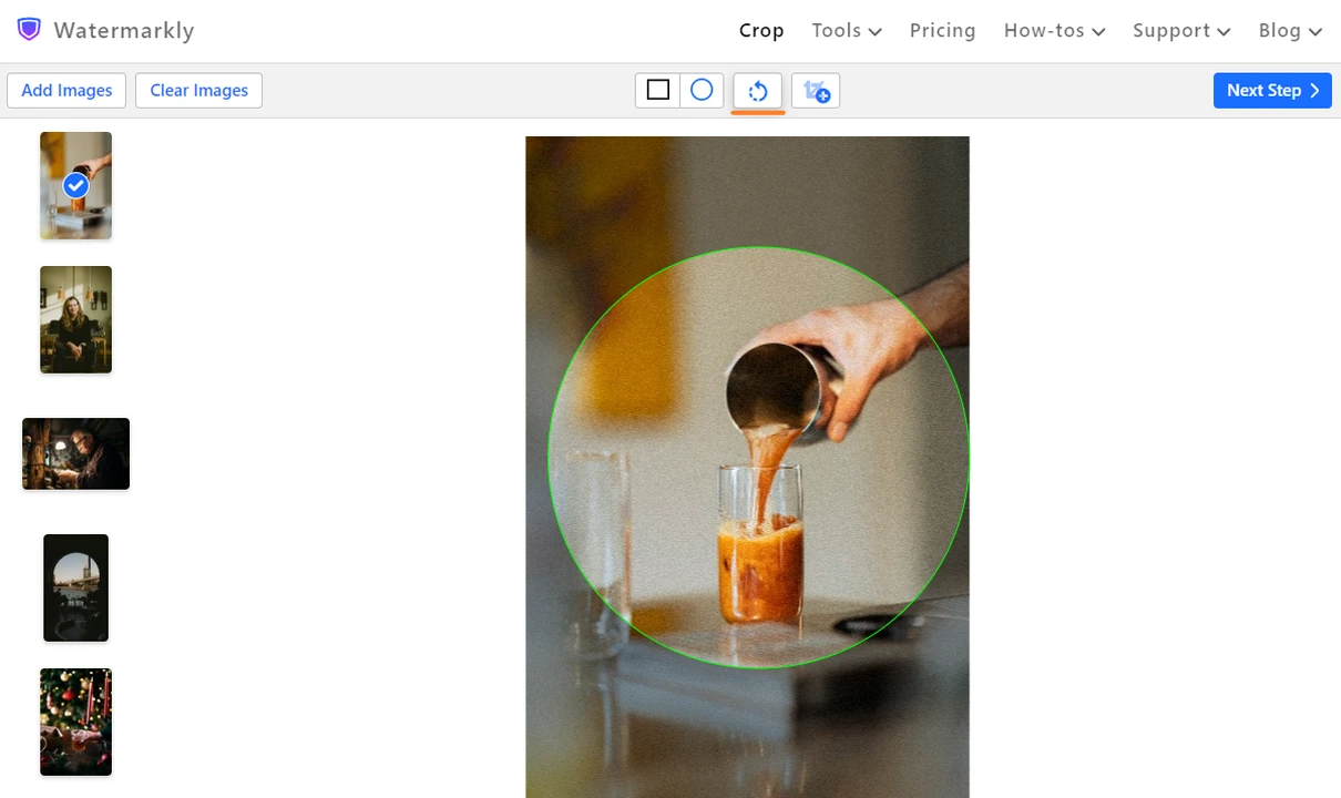 how to crop an image in a circle in watermarkly