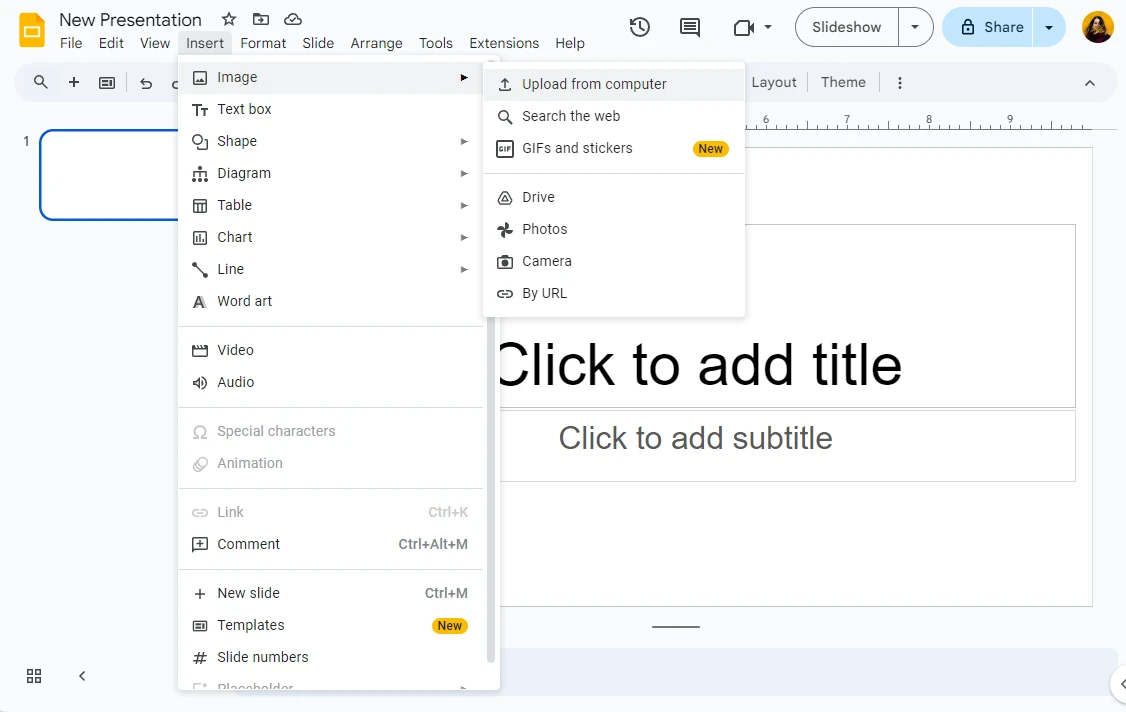 how to crop an image on google slides