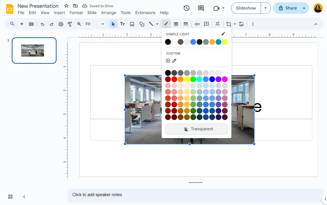 how to crop an image in google slides