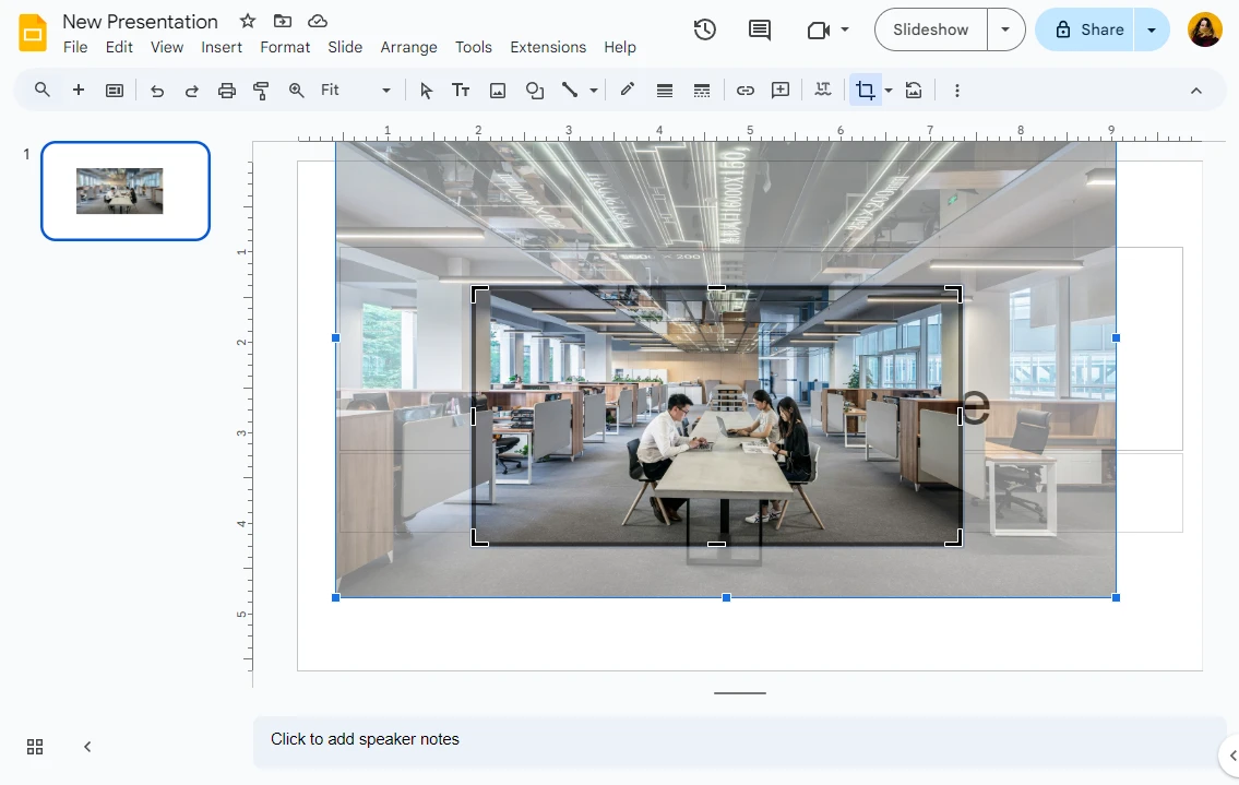 how to crop an image in google slides