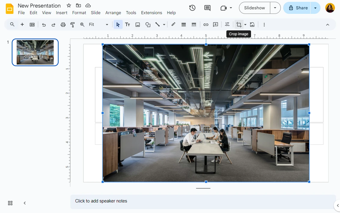 how to crop an image on google slides