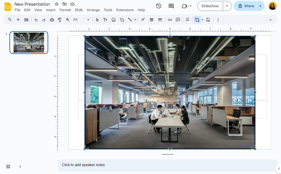 crop an image on google slides