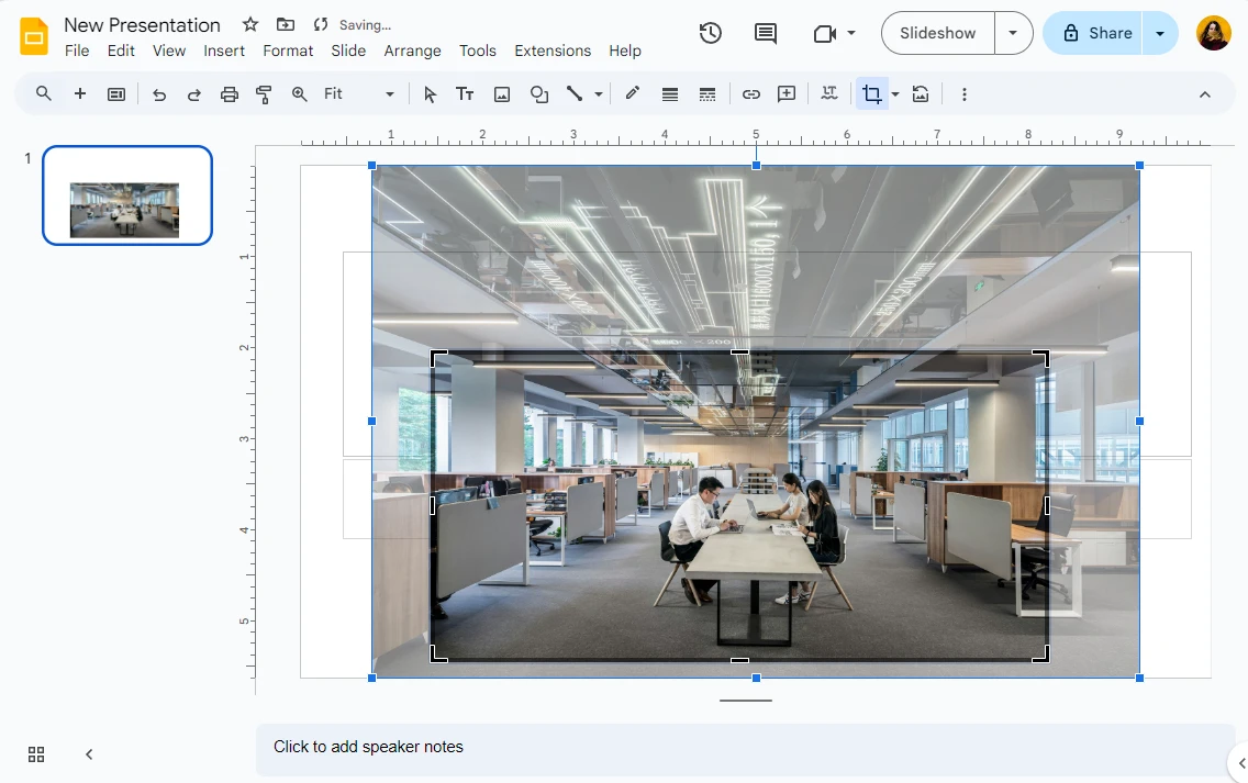 how to crop an image in google slides