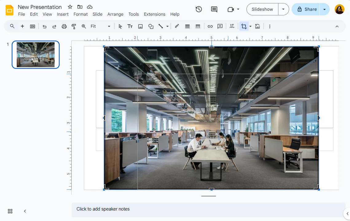 how to crop an image in google slides