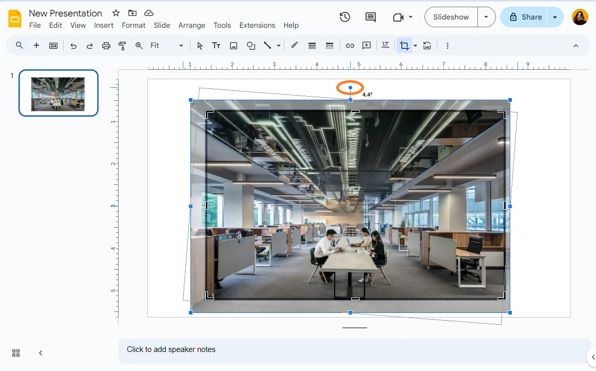 crop an image in google slides