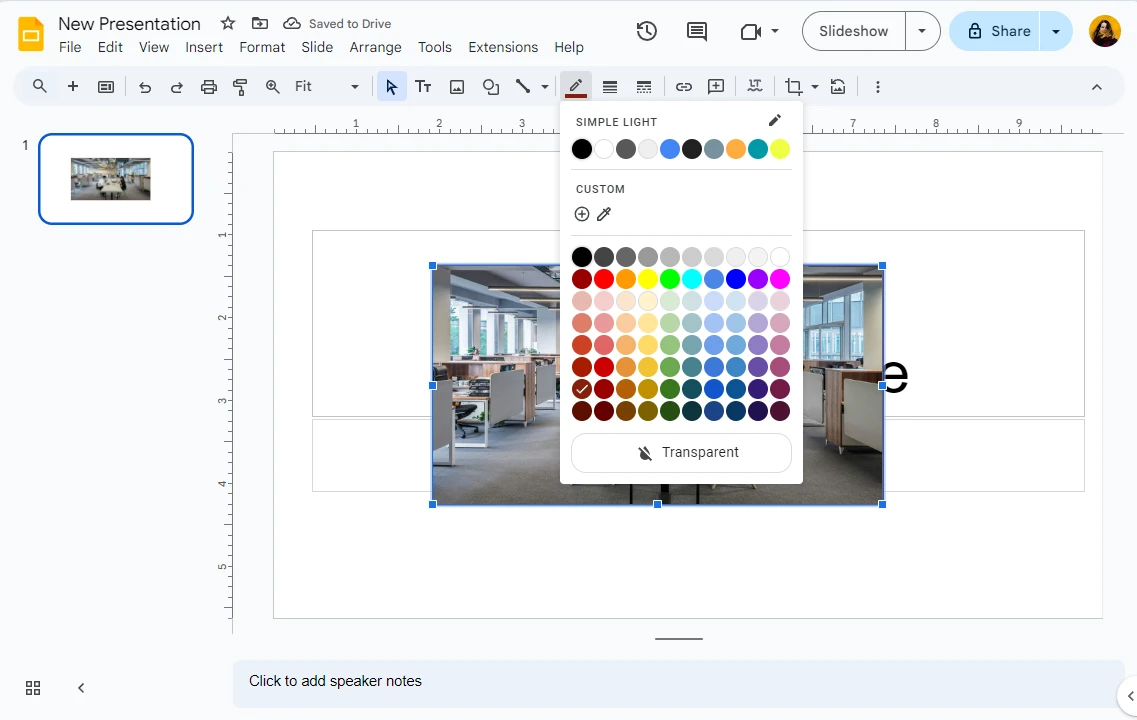 how to crop an image in google slides