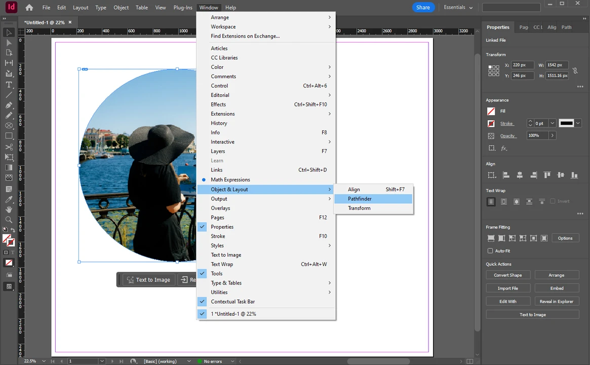 How to change the shape of the frame in InDesign