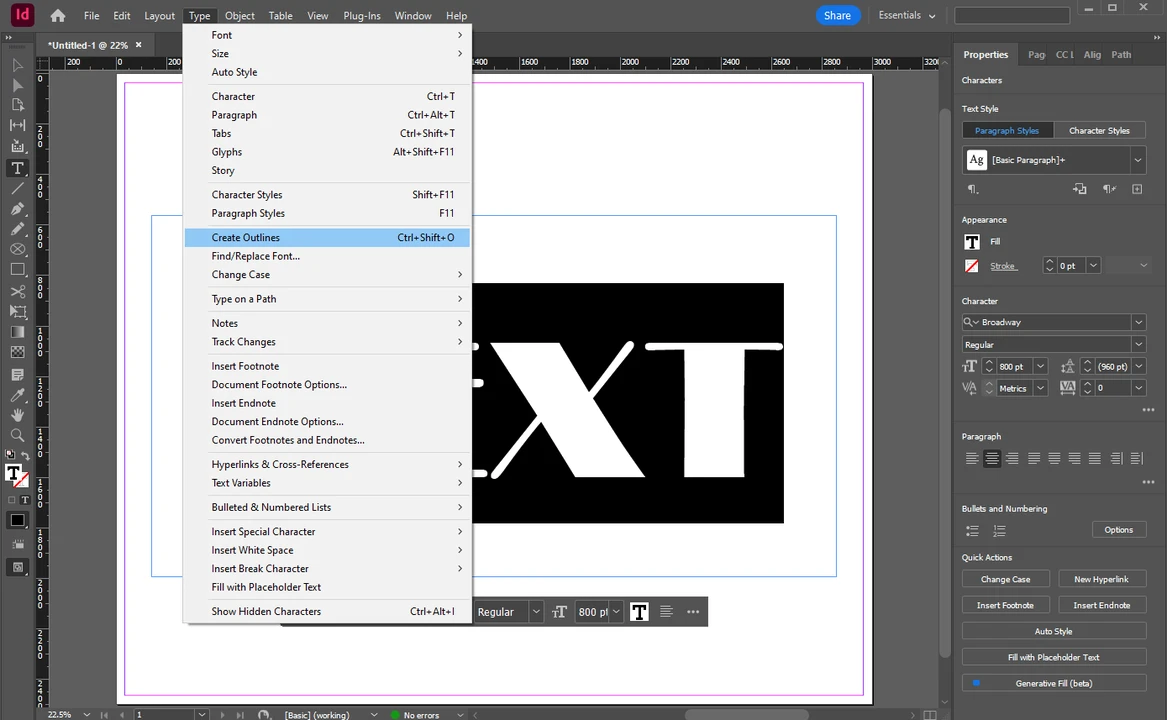 How to use text as a frame to crop an image in InDesign