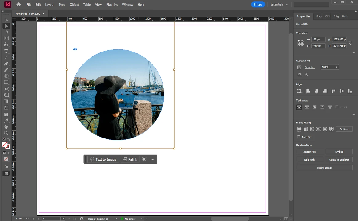 How to crop an image into a circle in InDesign