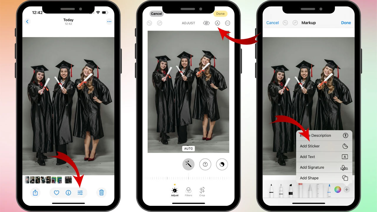 how to add a sticker to a photo on iphone