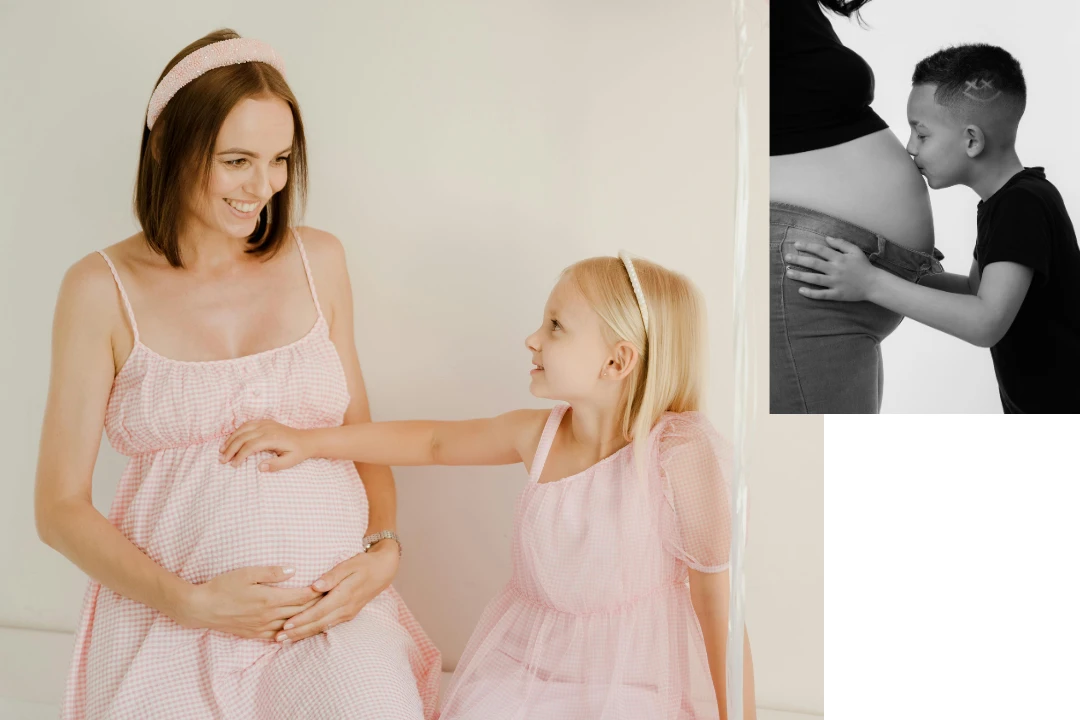 Maternity Photoshoot Ideas - Sibling Kiss