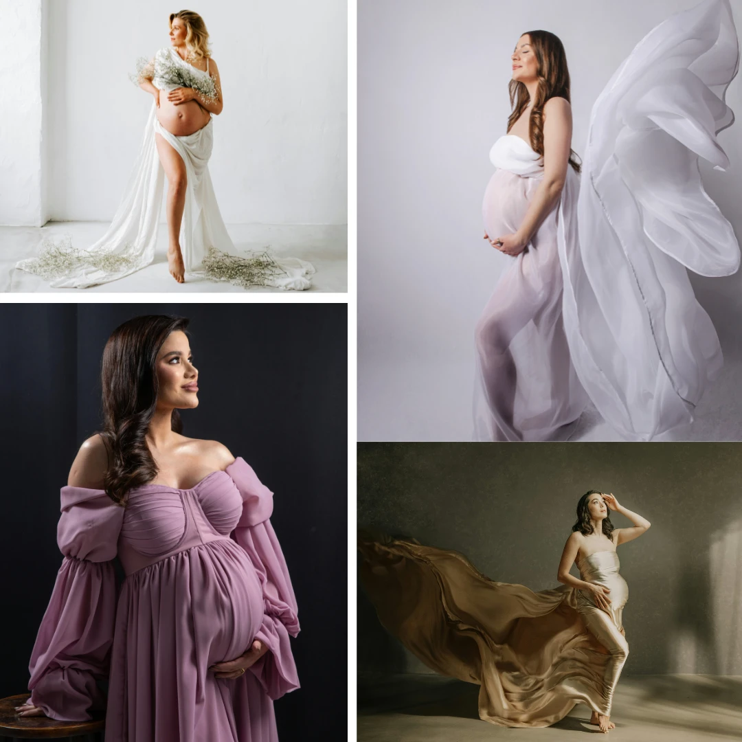 Maternity Photoshoot Ideas - Flowing Fabric