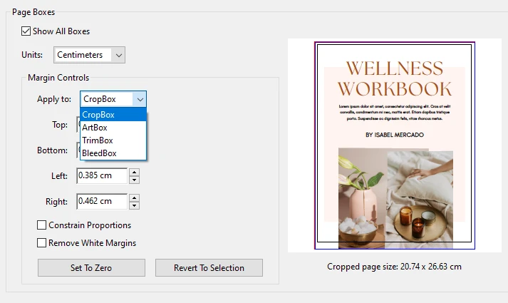 how to crop a pdf in adobe