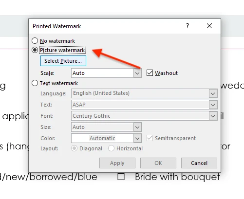 word'e filigran ekle