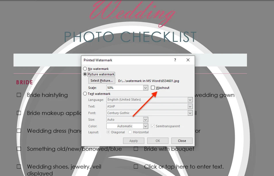 word'e filigran ekleme