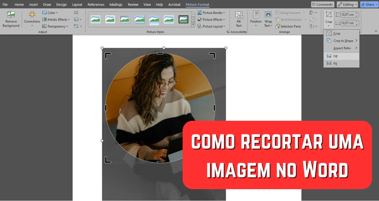 como recortar uma imagem no word