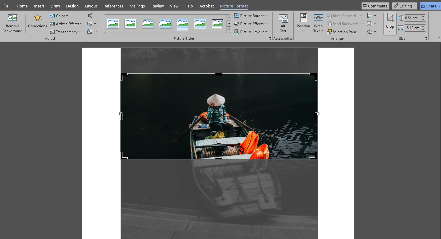 how to crop a picture in word