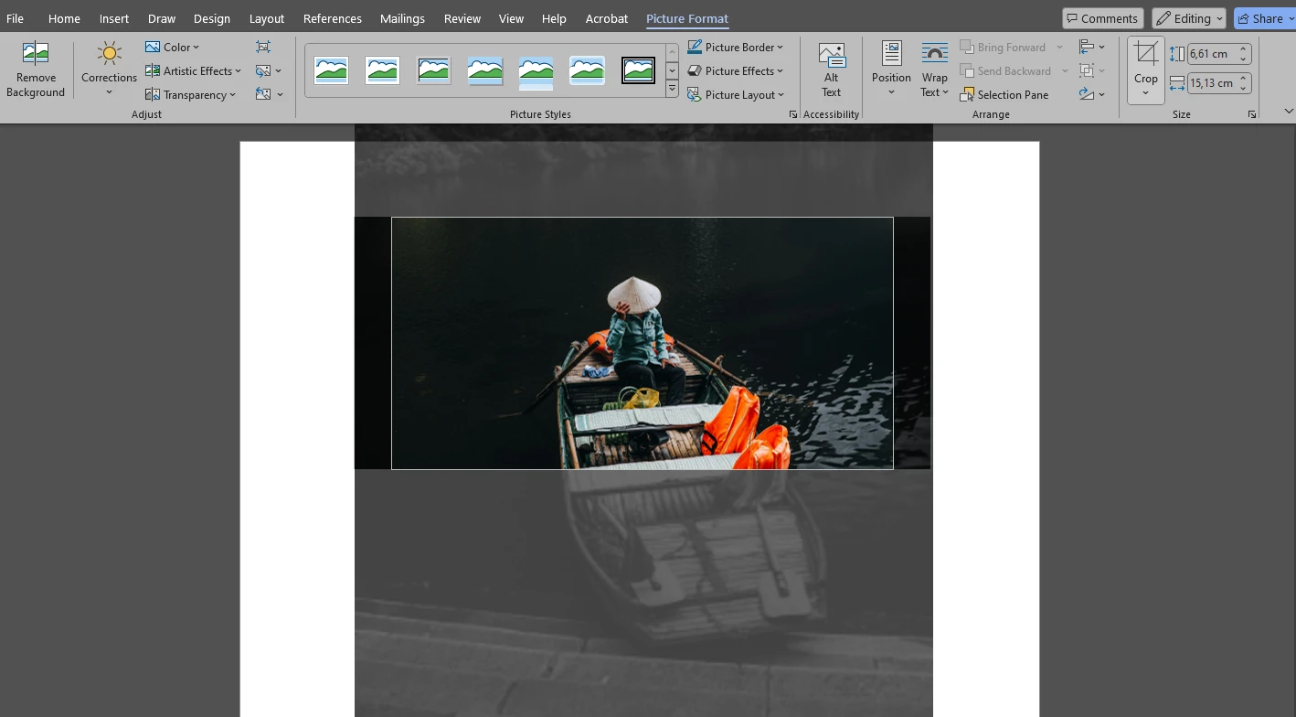 how to crop a picture in word