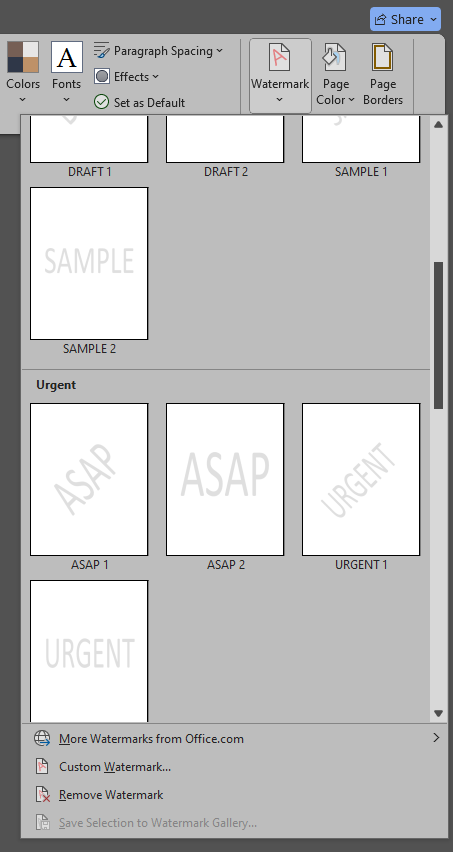 Watermark in Word