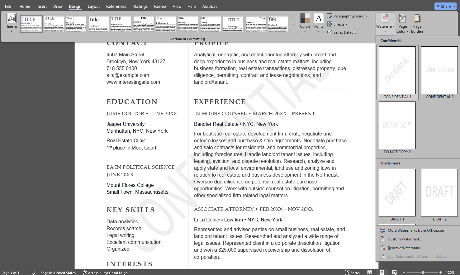 Watermark in Word
