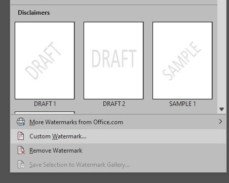how to add a watermark in word
