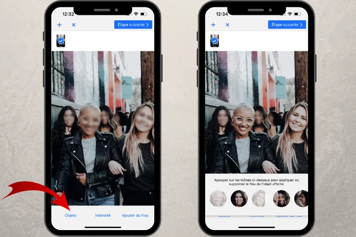 flouter un visage sur une photo sur iPhone