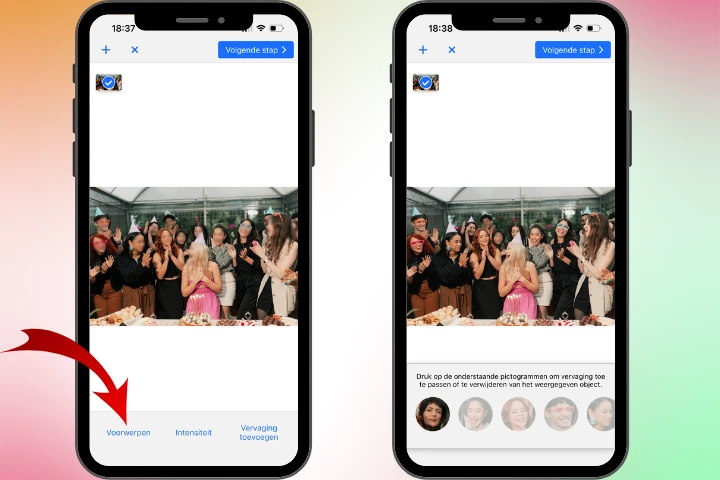een gezicht in een foto op iphone vervagen