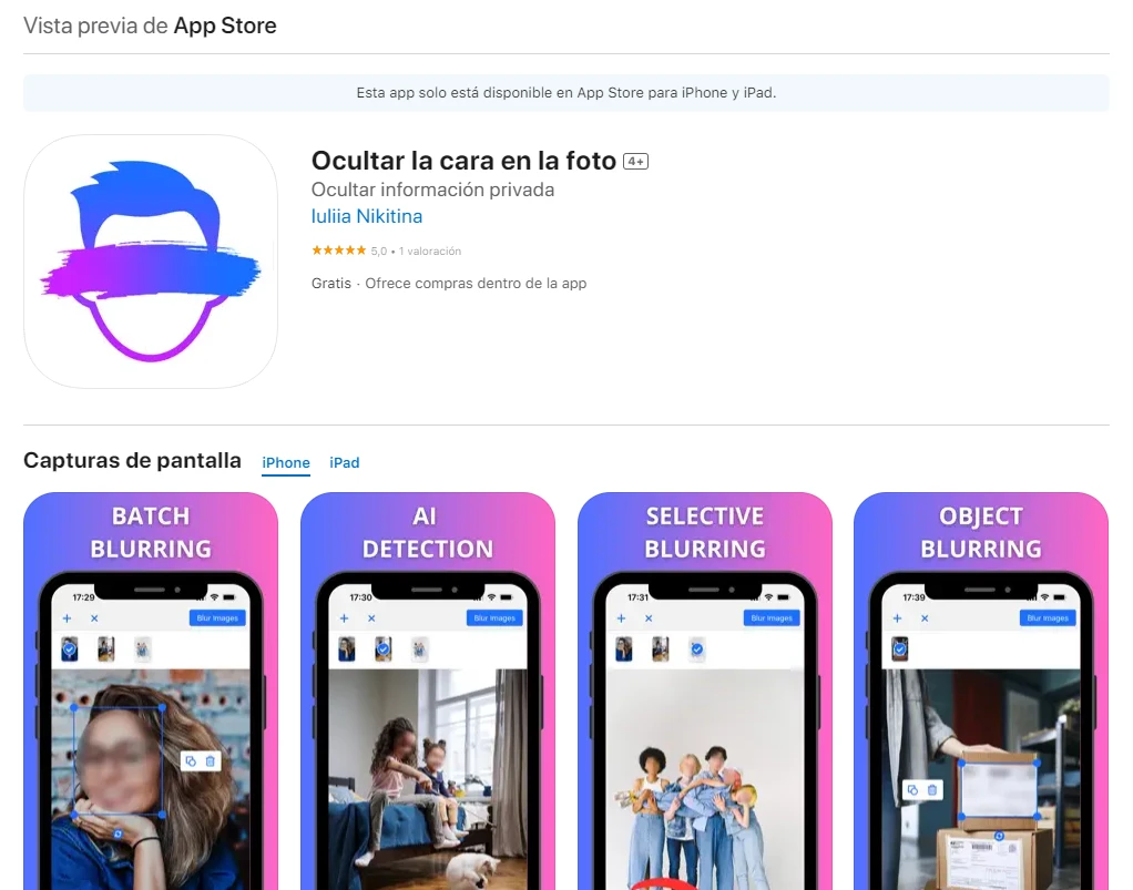 difuminar caras en fotos iPhone con Watermarkly