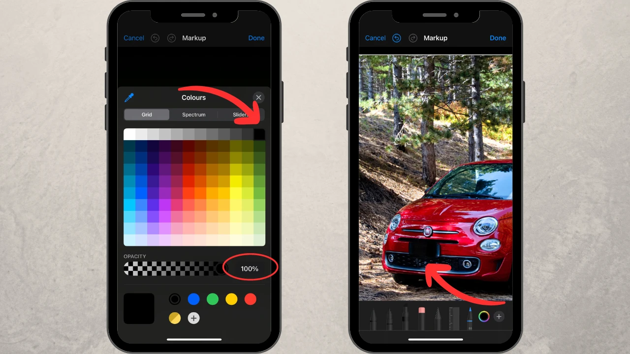 how to blur license plate on iphone with Photos app
