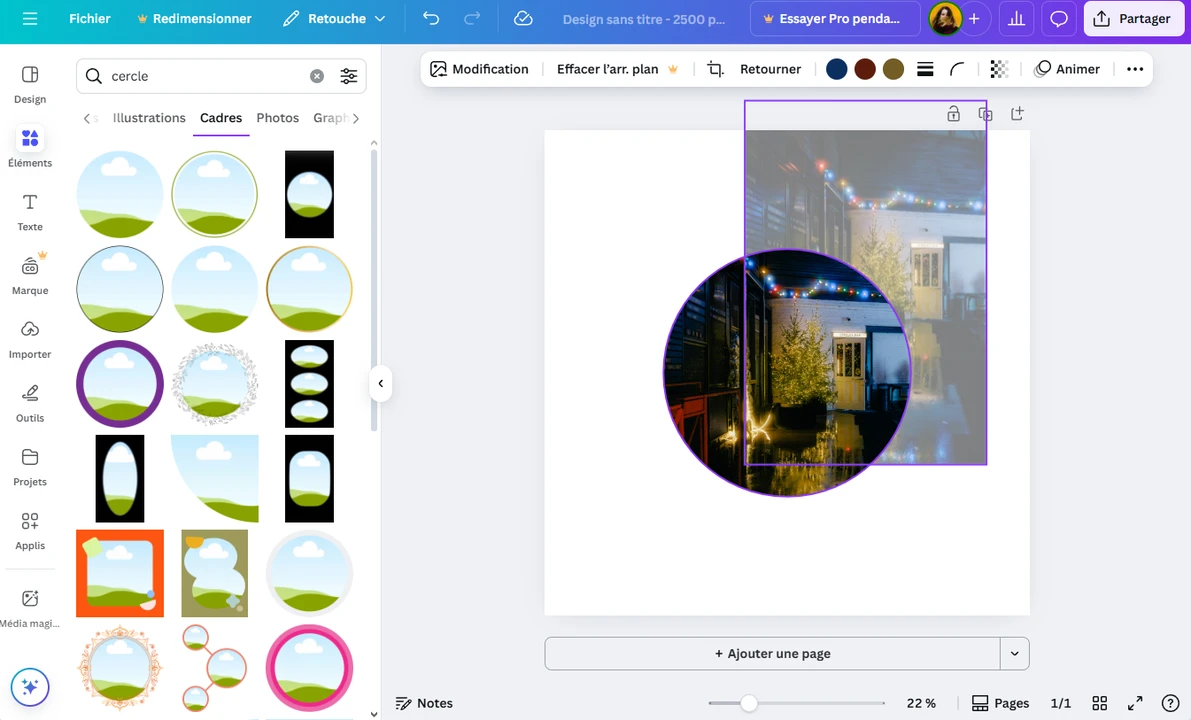 comment rogner une image en rond sur canva