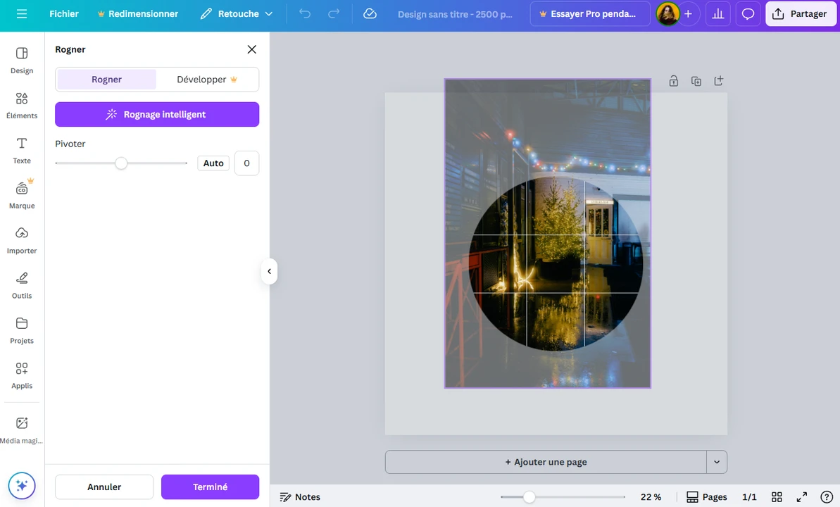 comment rogner une image en rond sur canva
