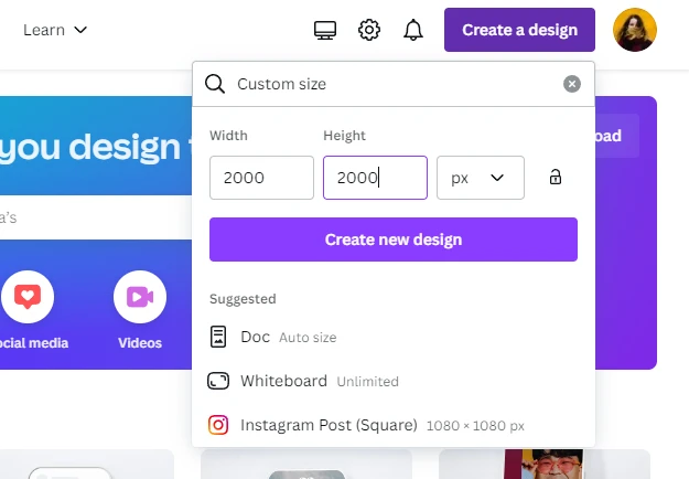Create a design in Canva