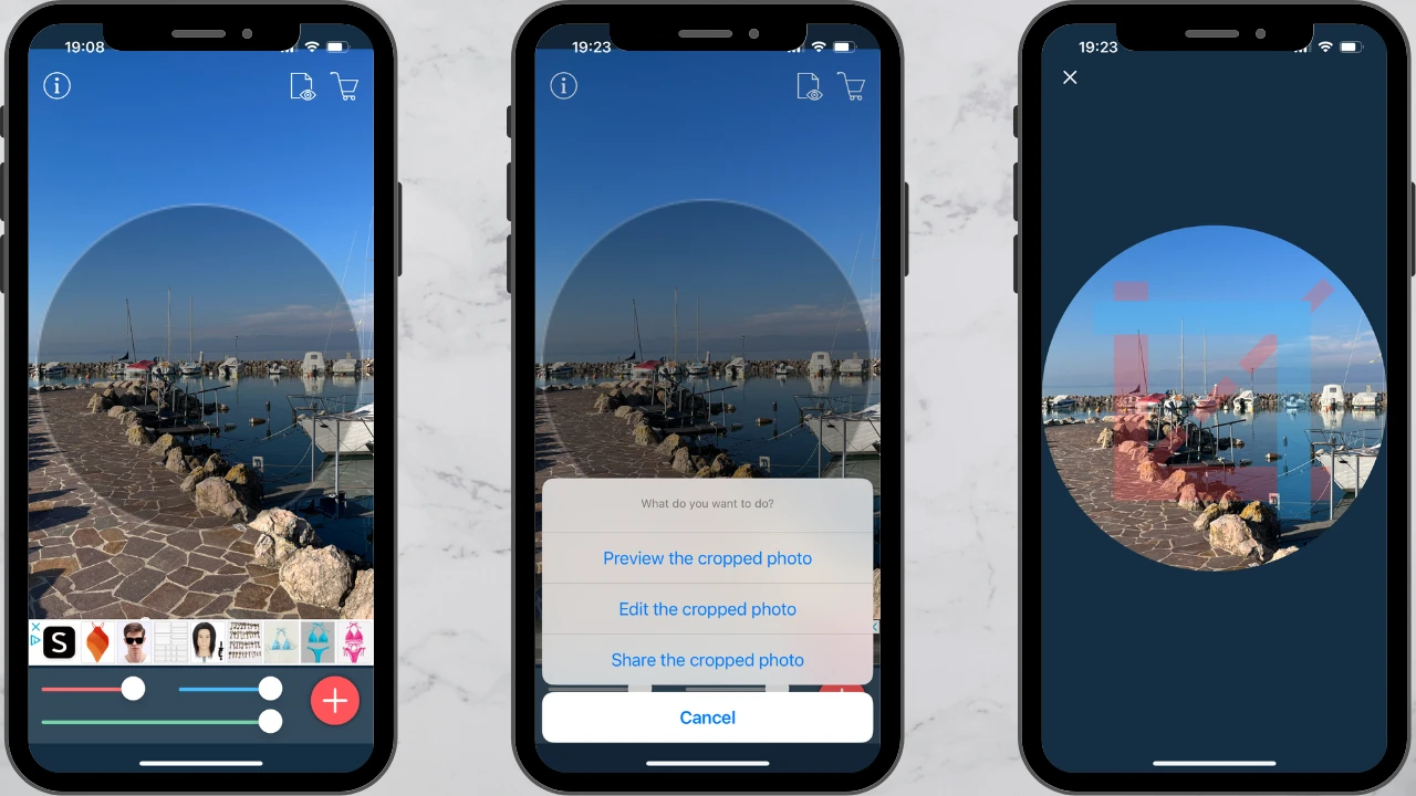 how to crop into a circle on iPhone