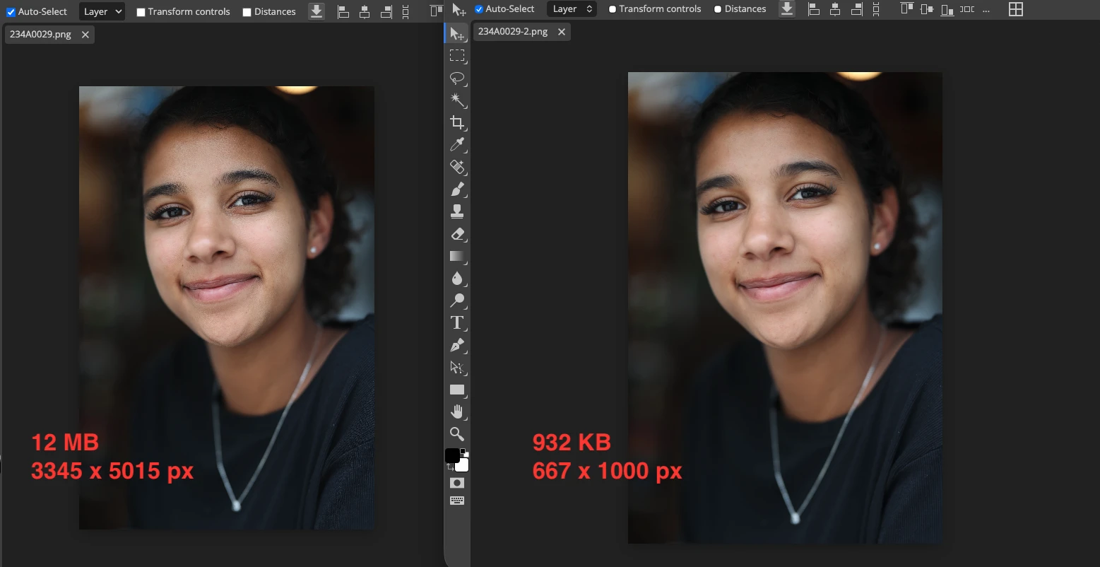reduce image file size when resizing