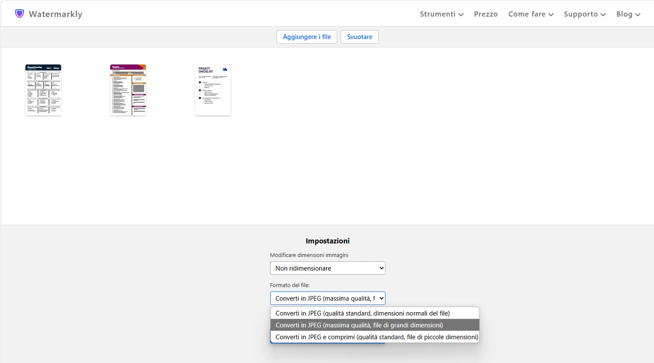 converti pdf in jpg