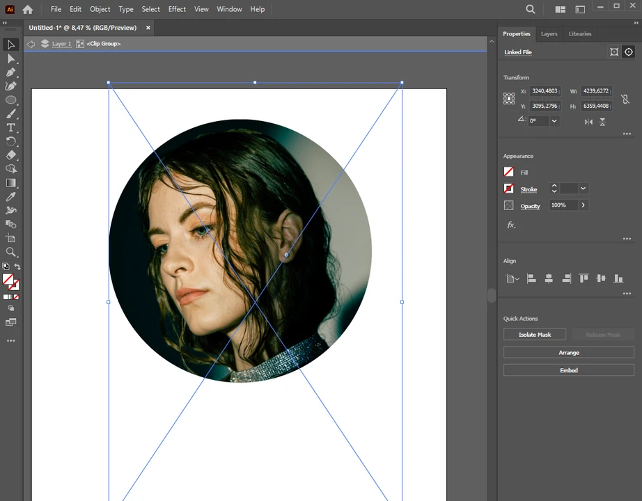 como cortar imagem no Adobe Illustrator