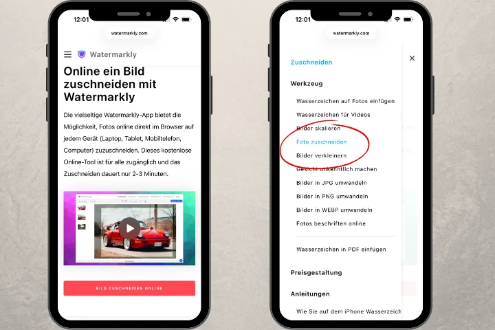 wie man ein Bild auf dem iPhone in einen Kreis zuschneidet
