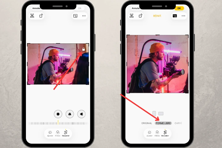 comment recadrer une photo sur iphone