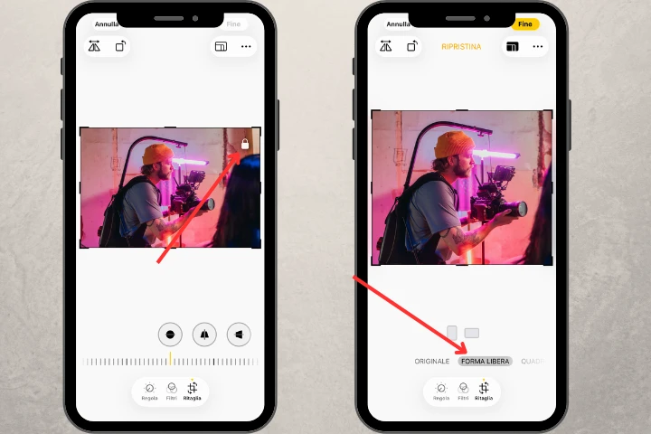 ritagliare foto iphone