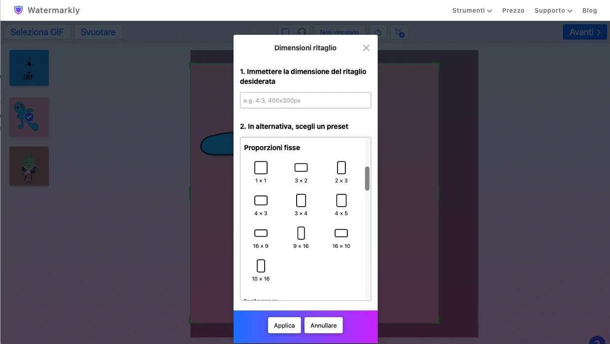 ritaglio GIF online