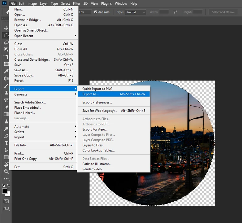 export image in photoshop