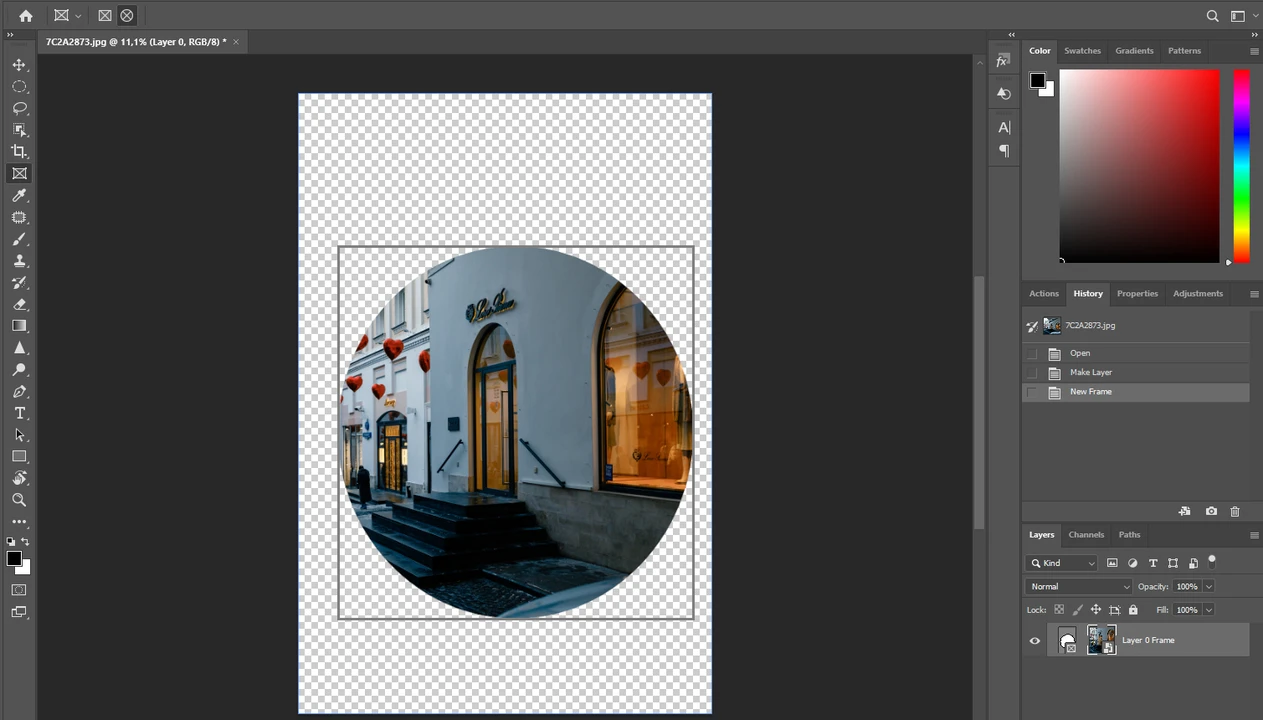 create a new frame in Photoshop