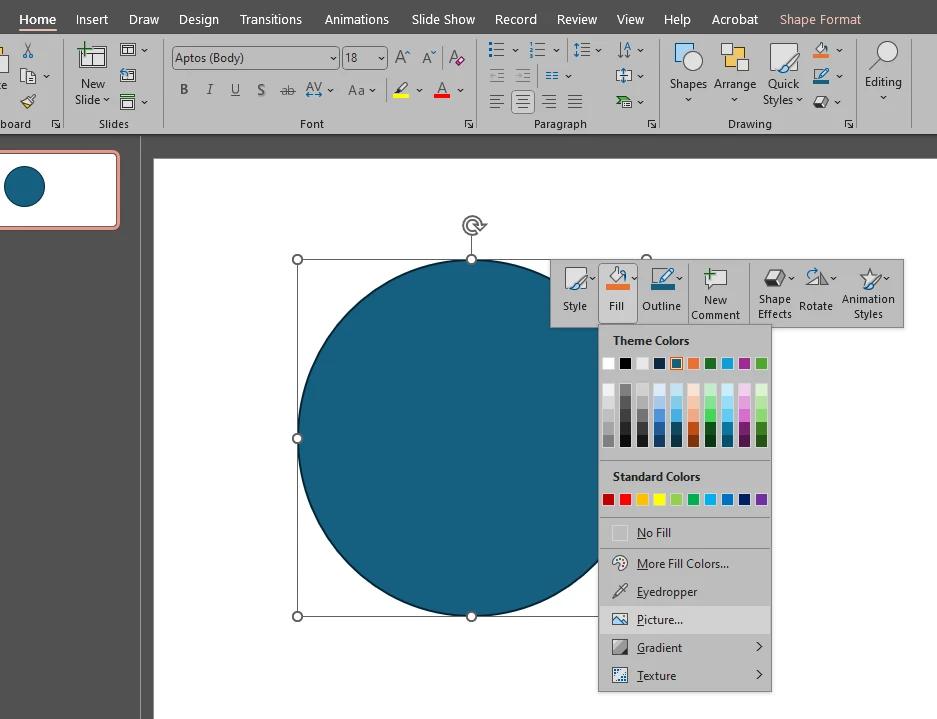 Fill a circle in PowerPoint