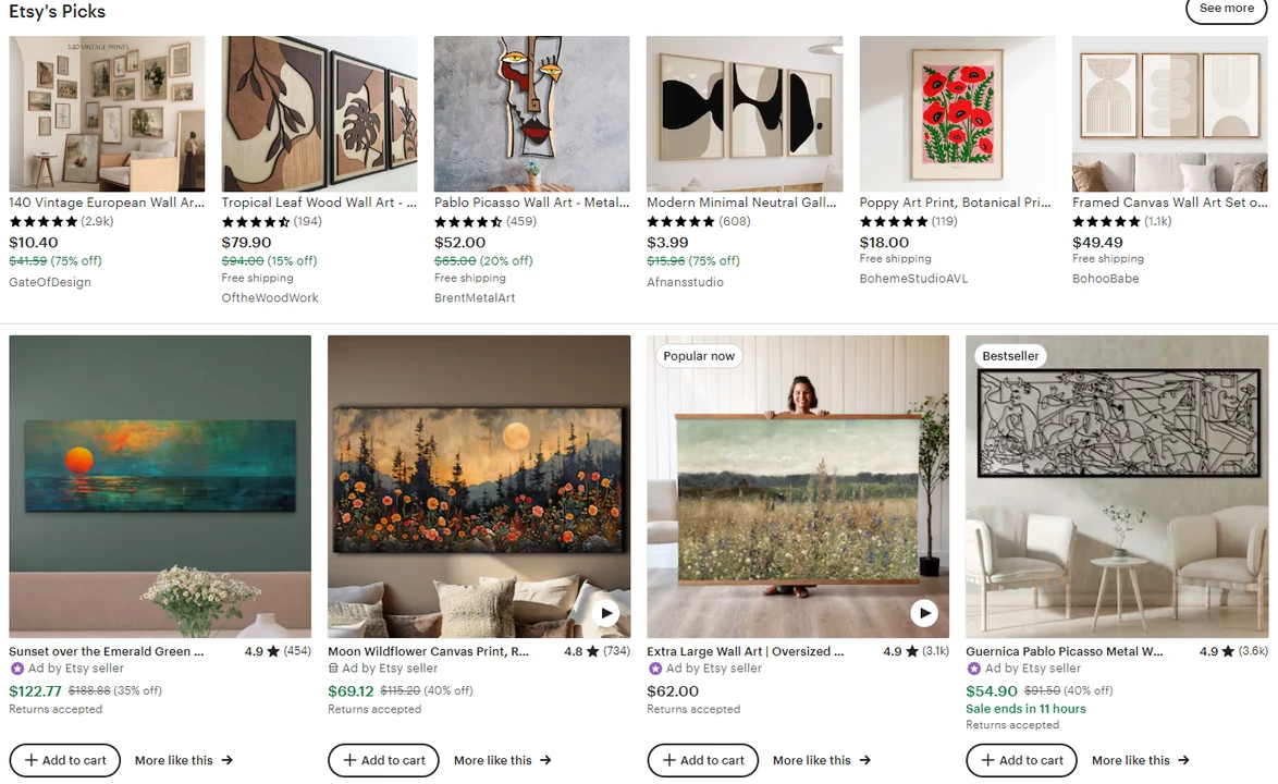 What to Sell on Etsy - wall art