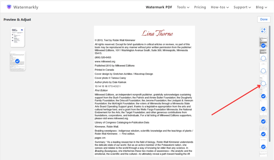 remove the watermark from individual pages