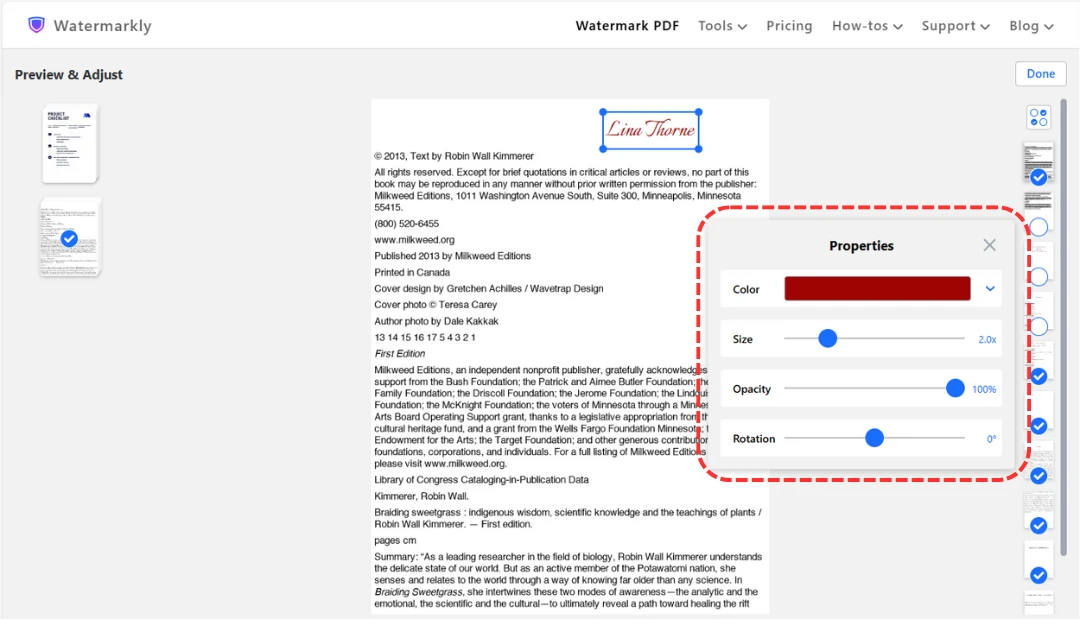 edit watermark on PDF