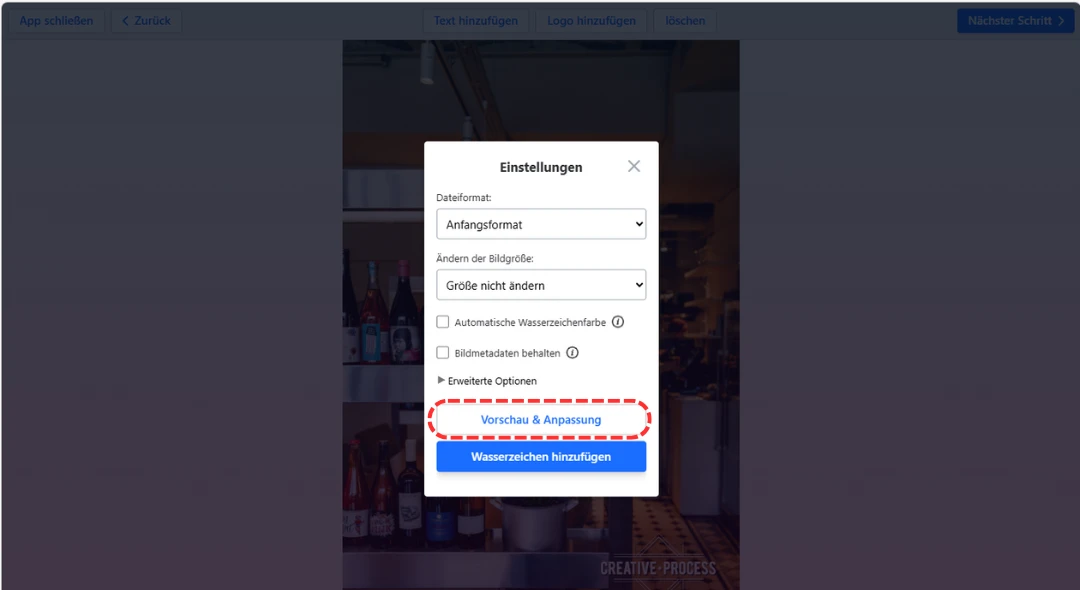 Vorschau & Anpassung